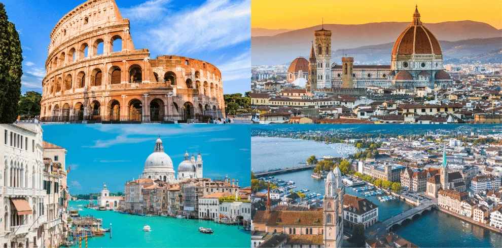 European Odyssey Collage - Rome, Zurich, Venice, Florence, Innsbruck, Paris with TravelFly